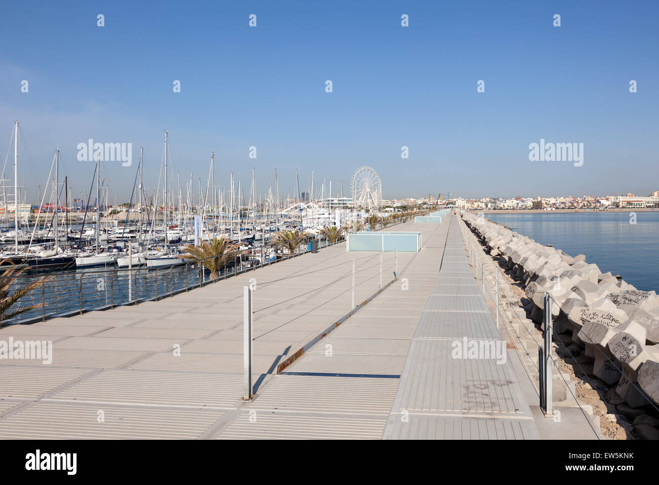 Waterfront promenade at the marina in Valencia, Spain Stock Photo Alamy