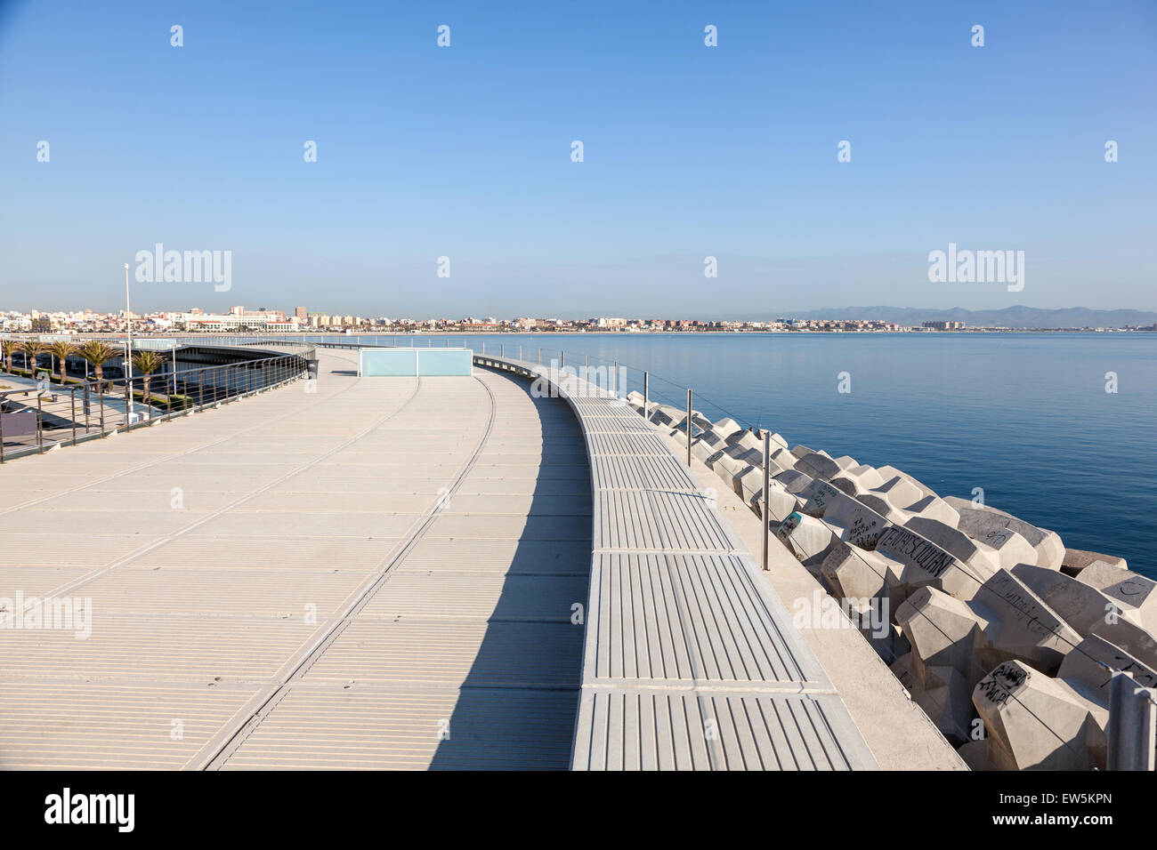 Waterfront promenade at the marina in Valencia, Spain Stock Photo Alamy