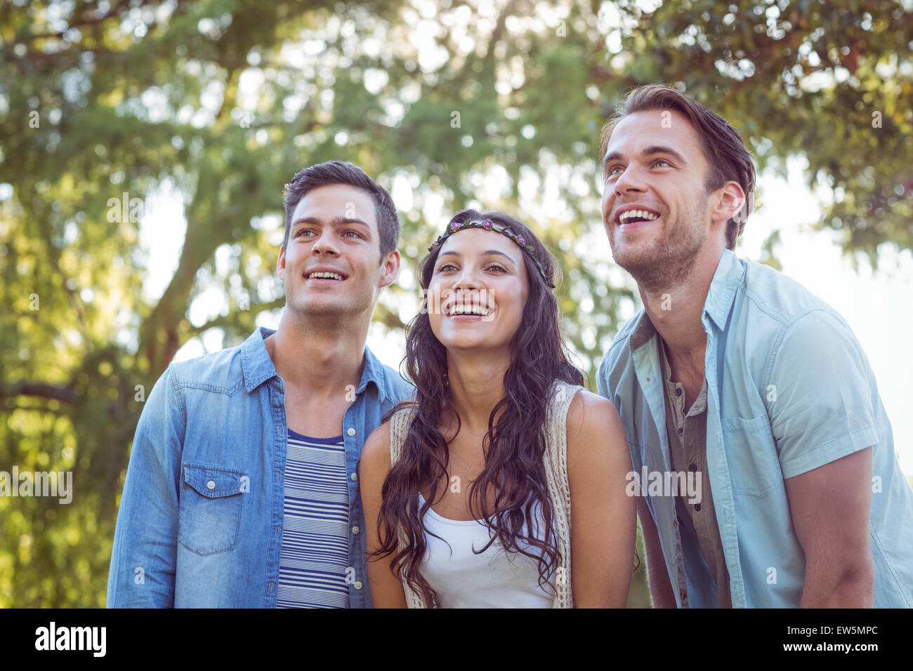 Happy friends in the park Stock Photo - Alamy
