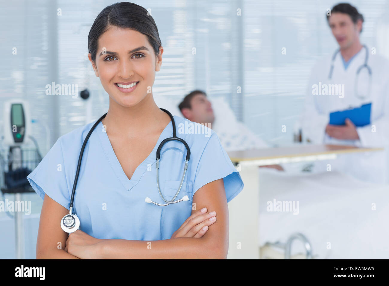 Doctor looking woman eye hi-res stock photography and images - Alamy