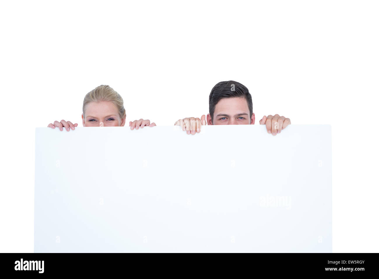 Man woman behind sign hi-res stock photography and images - Alamy