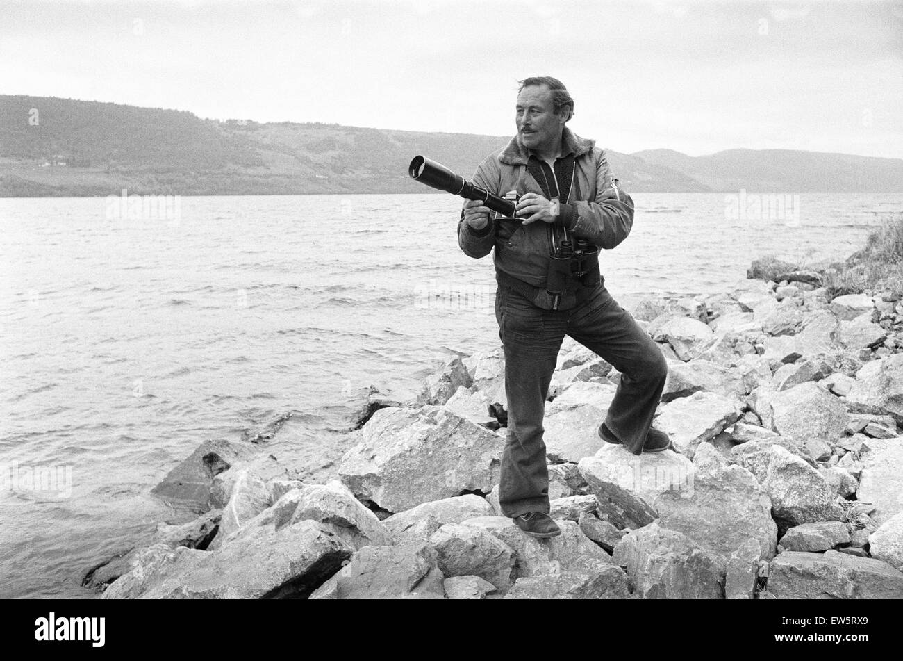 Frank Searle  a photographer who studied the disputed existence of the Loch Ness Monster. He took up residence at Loch Ness in 1969 living a frugal existence in a tent then  a caravan looking for definitive proof of the monster's existence. Eventually pho Stock Photo