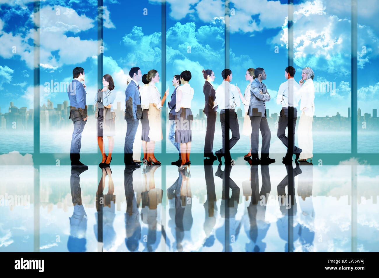 Composite image of many business people standing in a line Stock Photo ...