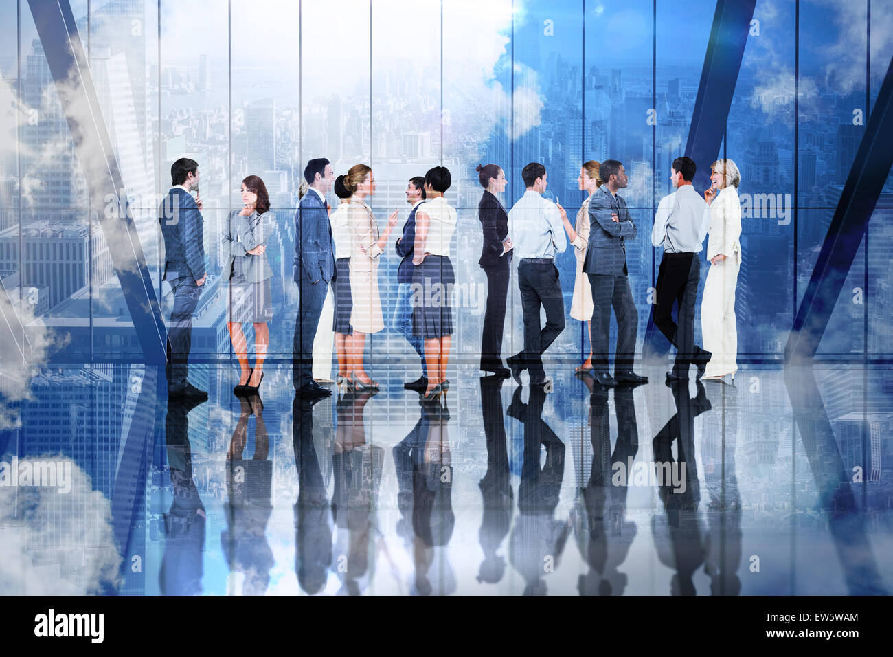 Composite image of many business people standing in a line Stock Photo ...