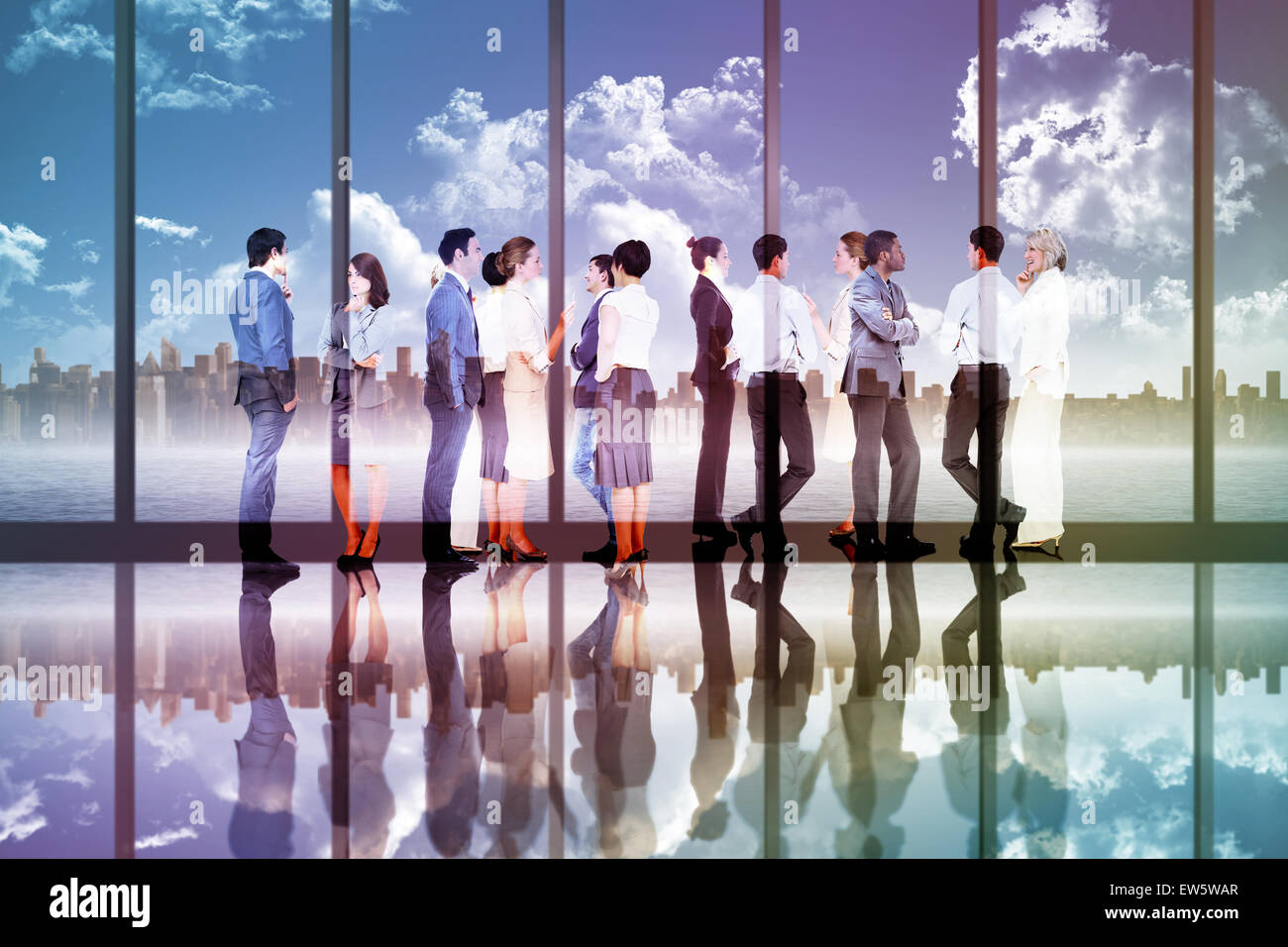 Composite image of many business people standing in a line Stock Photo ...