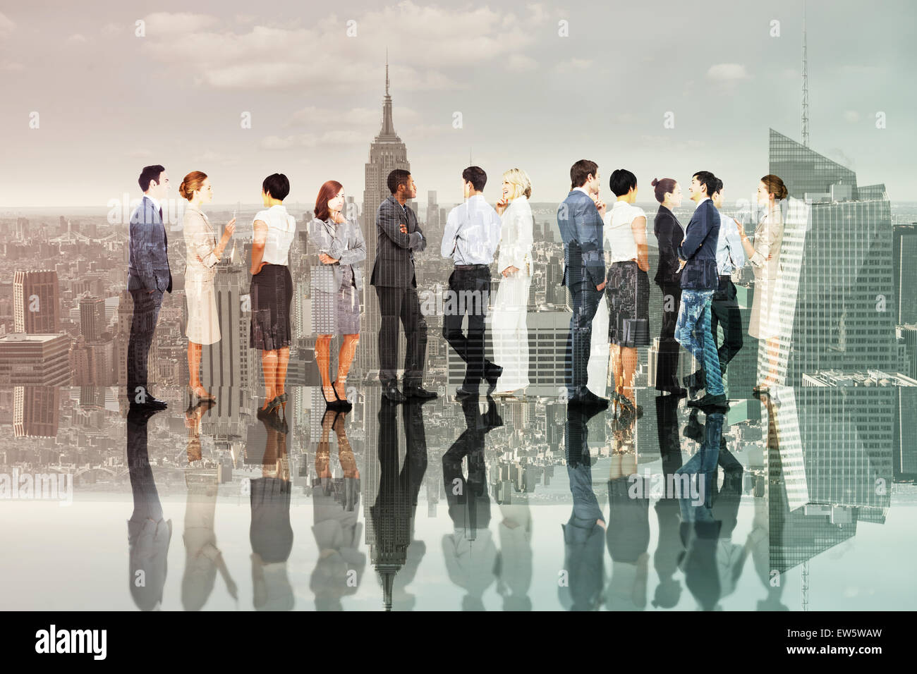 Composite image of many business people standing in a line Stock Photo ...