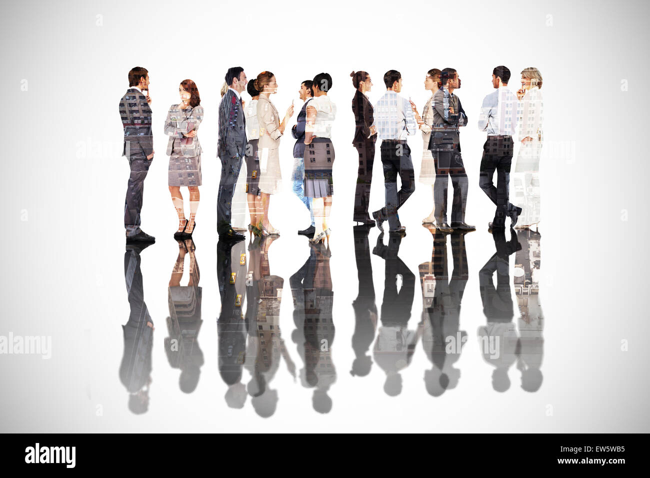 Composite image of many business people standing in a line Stock Photo ...