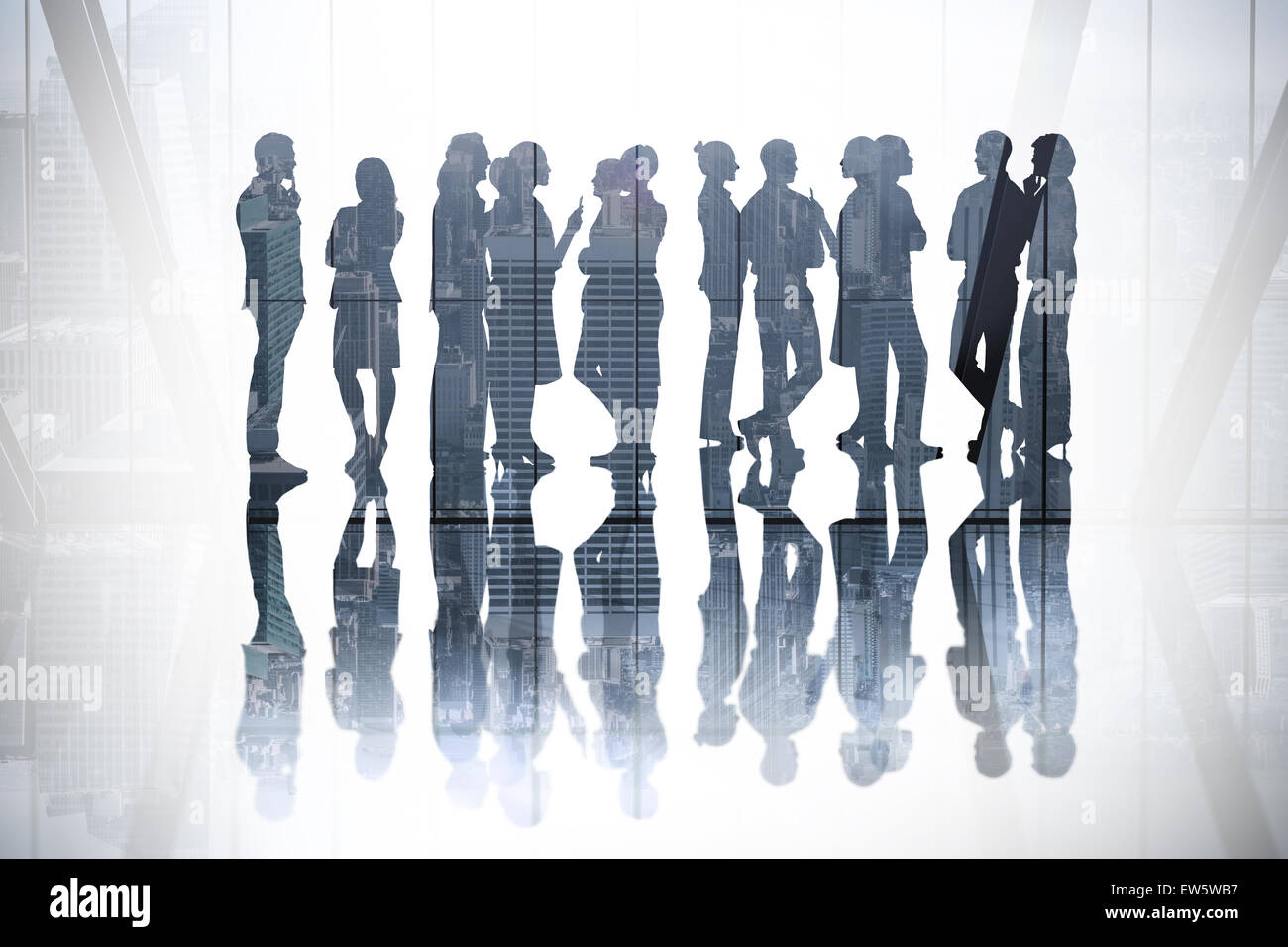 Composite image of many business people standing in a line Stock Photo ...