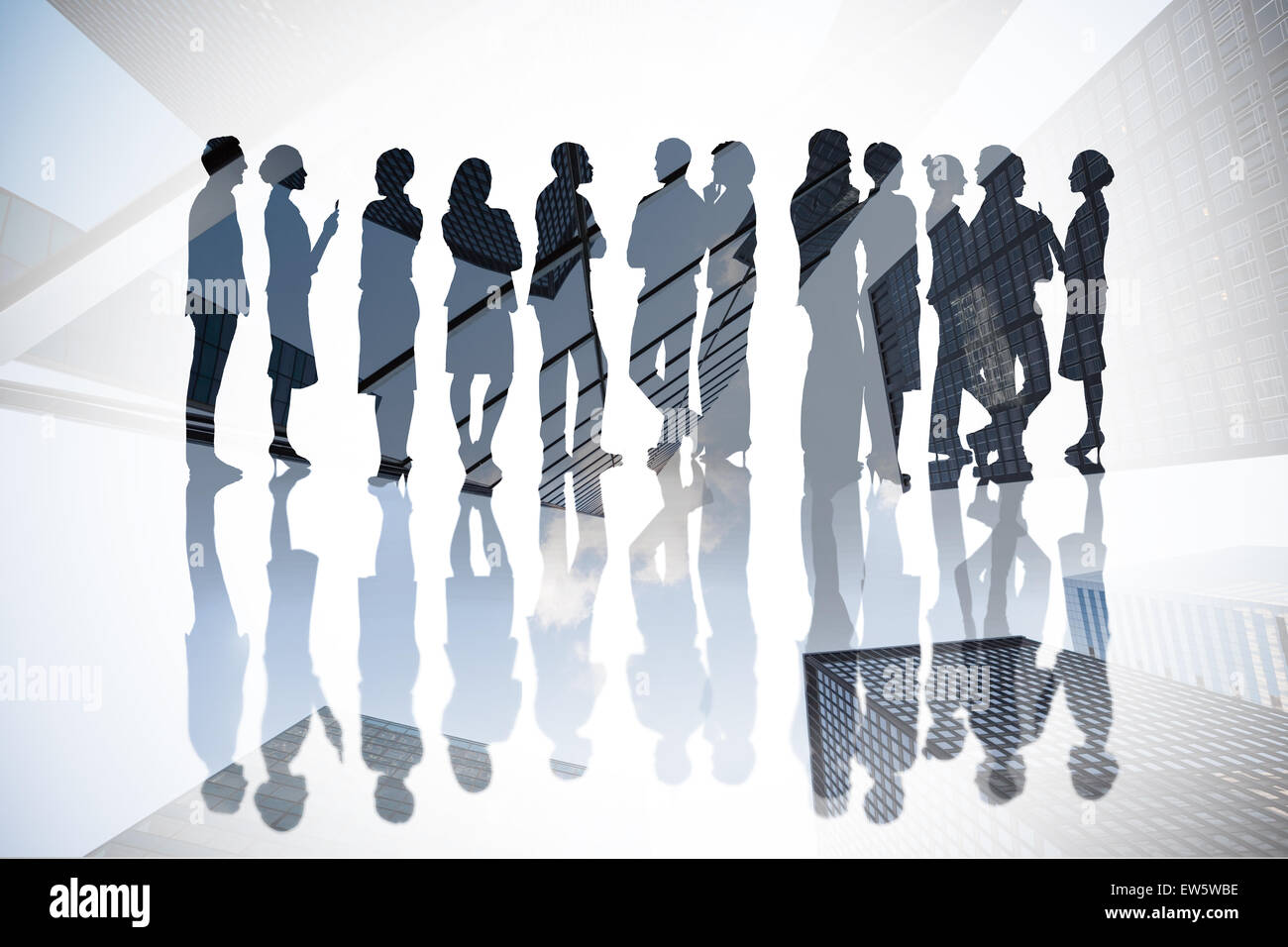 Composite image of many business people standing in a line Stock Photo ...