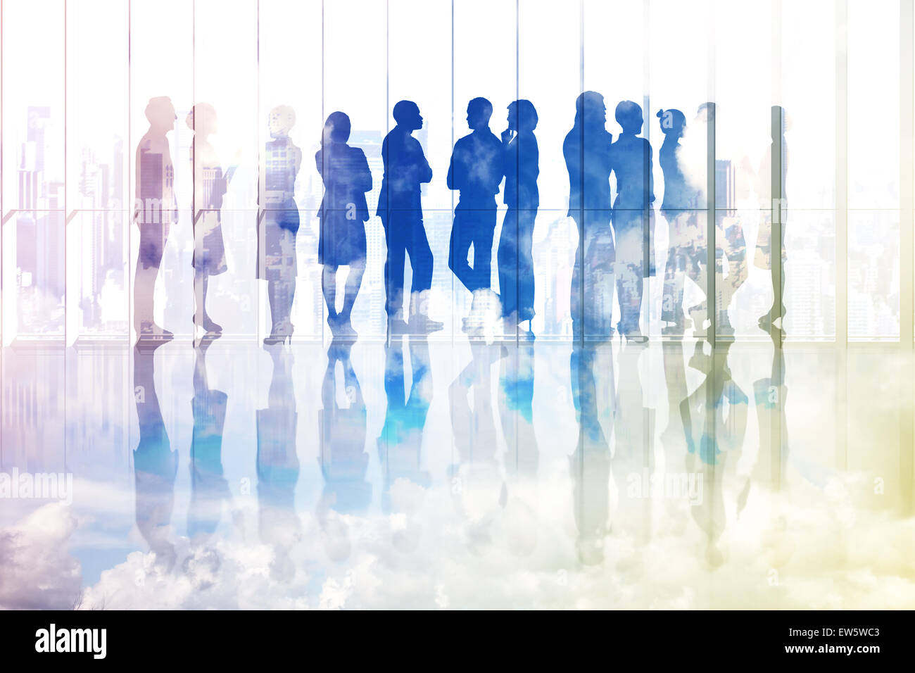 Composite image of many business people standing in a line Stock Photo ...