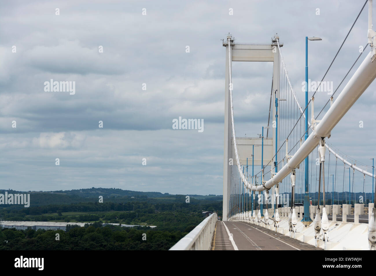 The Severn Bridge opened to motorway traffic in 1966 connecting England and Wales across the River Severn. Stock Photo