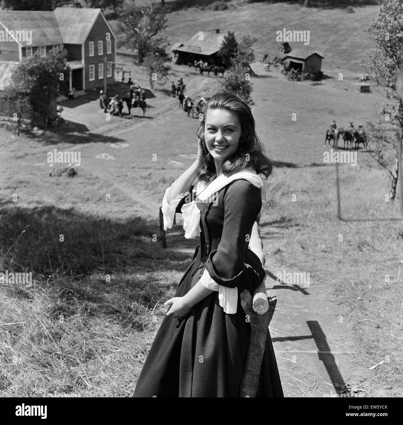 Janette Scott on the set of 'The Devil's Disciple' in Tring Park, Hertfordshire. 30th July 1958. Stock Photo