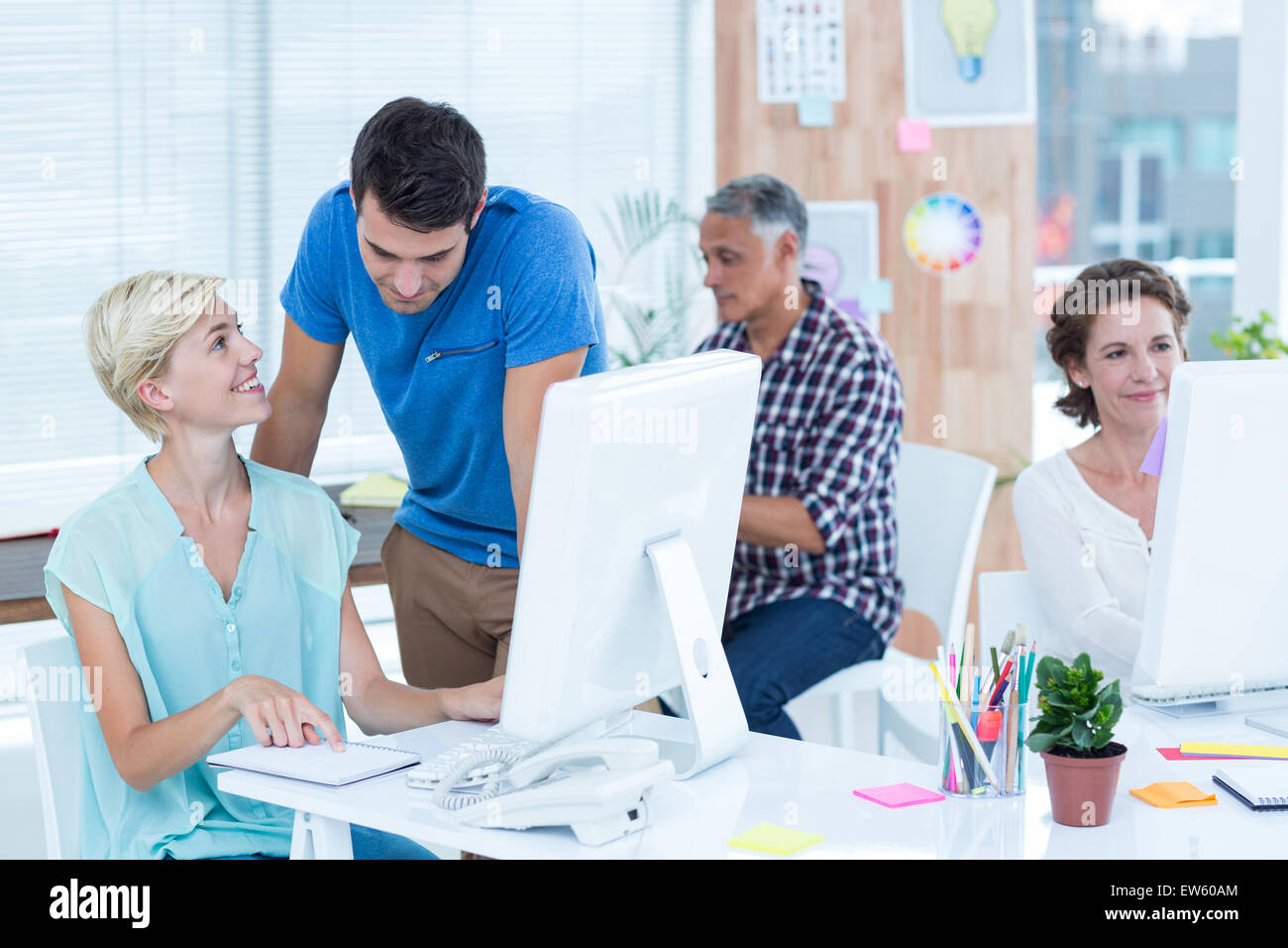 business team working in the computer Stock Photo - Alamy