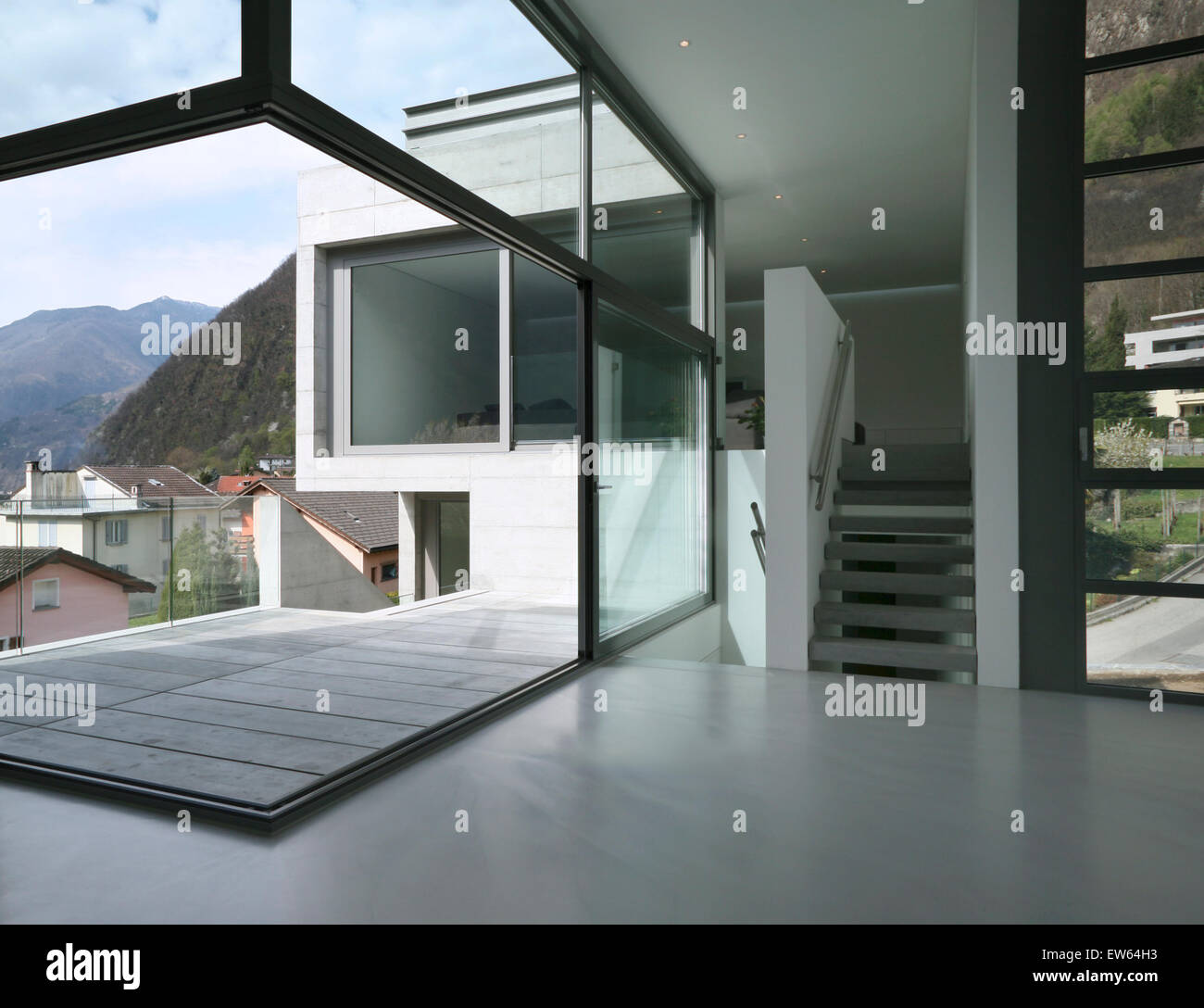 villa design in concrete, interior view Stock Photo - Alamy