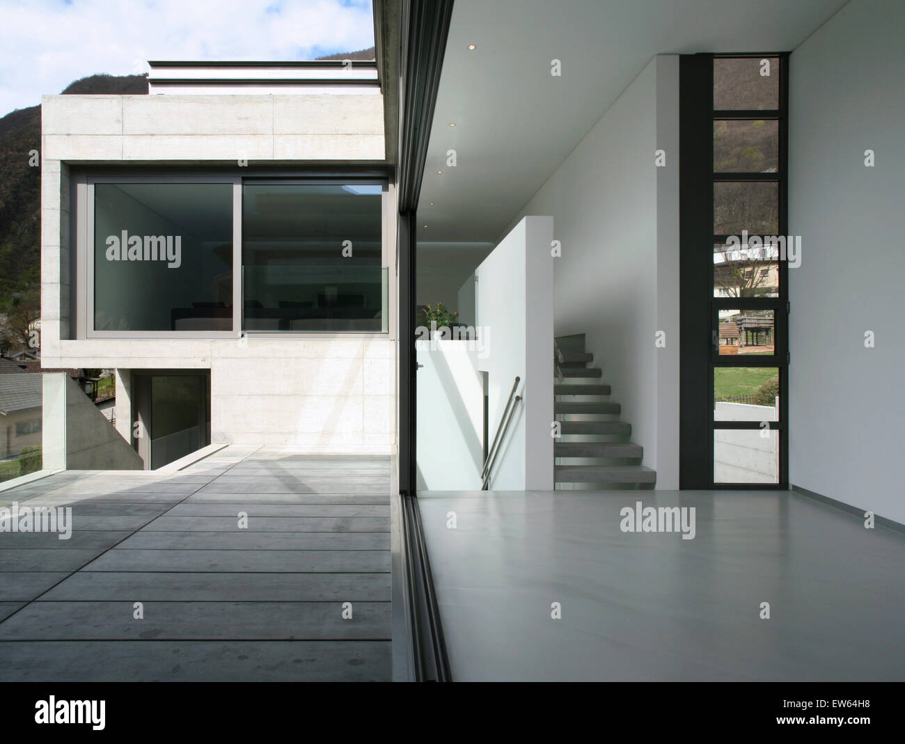 villa design in concrete, interior view Stock Photo - Alamy