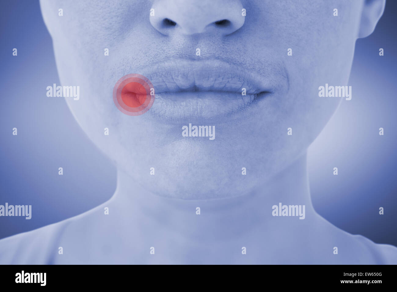 Composite image of woman with luscious lips Stock Photo
