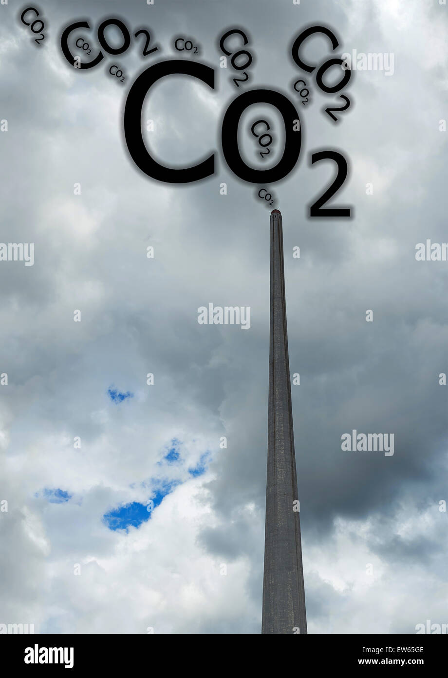 Industrial chimney with a Co2 pollution. Stock Photo