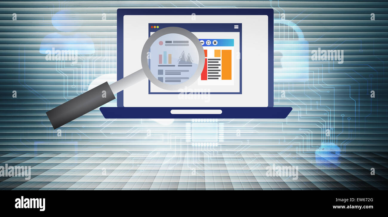 Magnifying glass over computer graph hi-res stock photography and ...