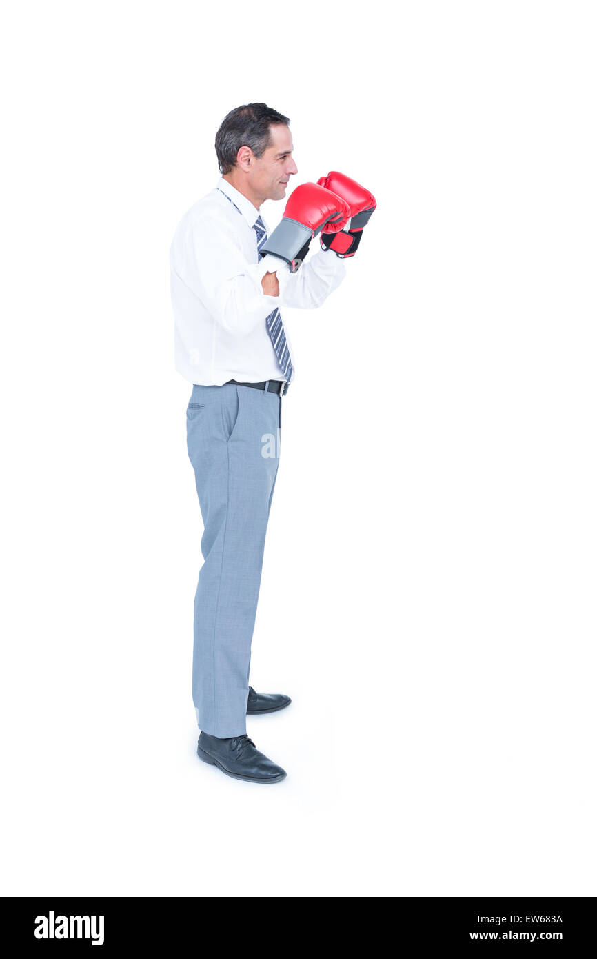 Businessmans fist in a boxing glove Stock Photo Alamy