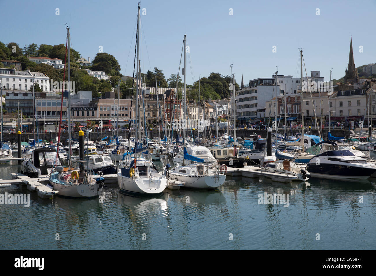 Torquay, UK. 18th June, 2015. Blue skies over the marina in Torquay
