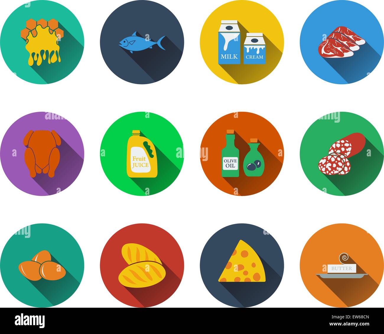 Set of food icons in flat design. EPS 10 vector illustration with Stock ...
