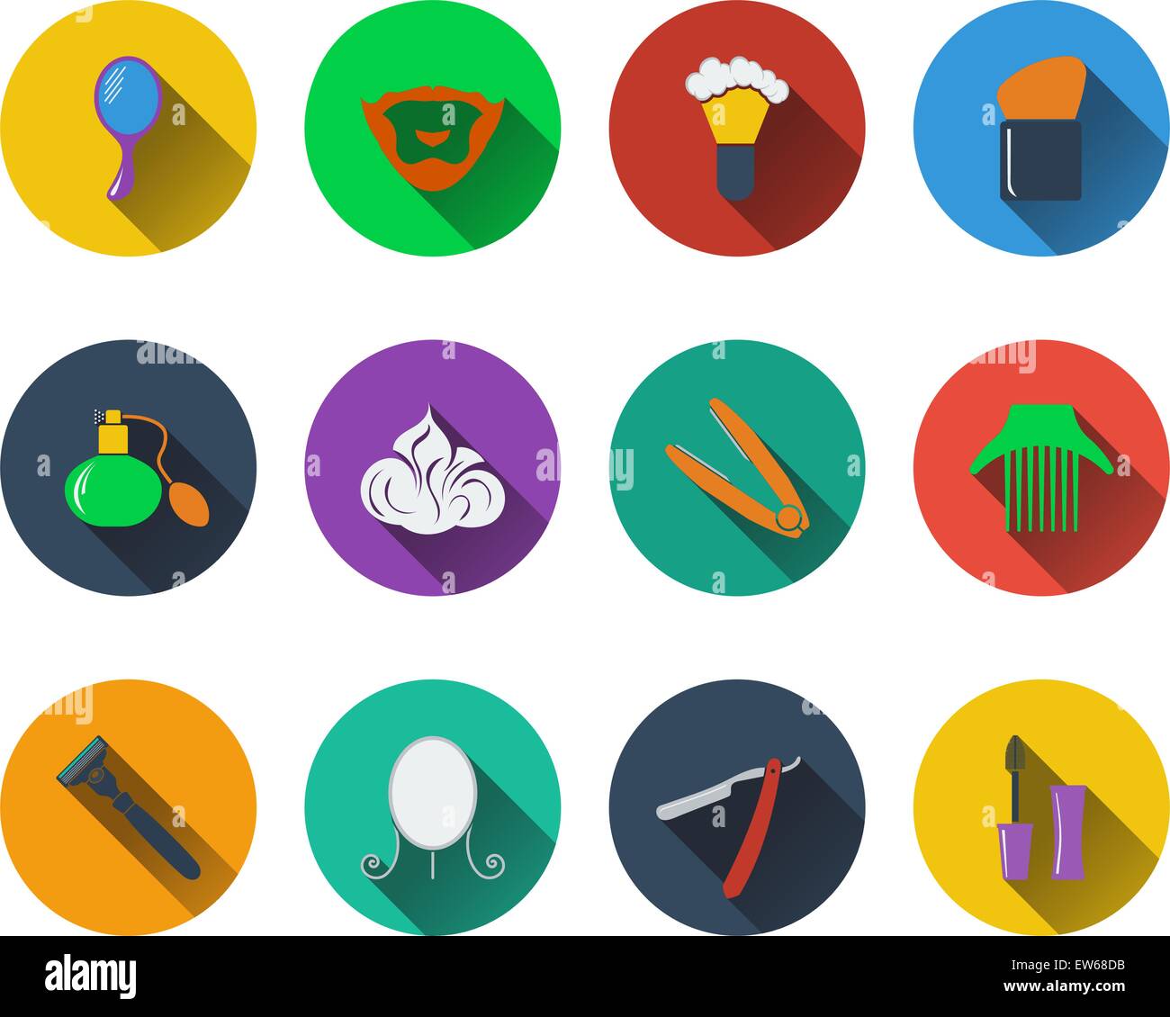 Set of barber icons in flat design. EPS 10 vector illustration with ...