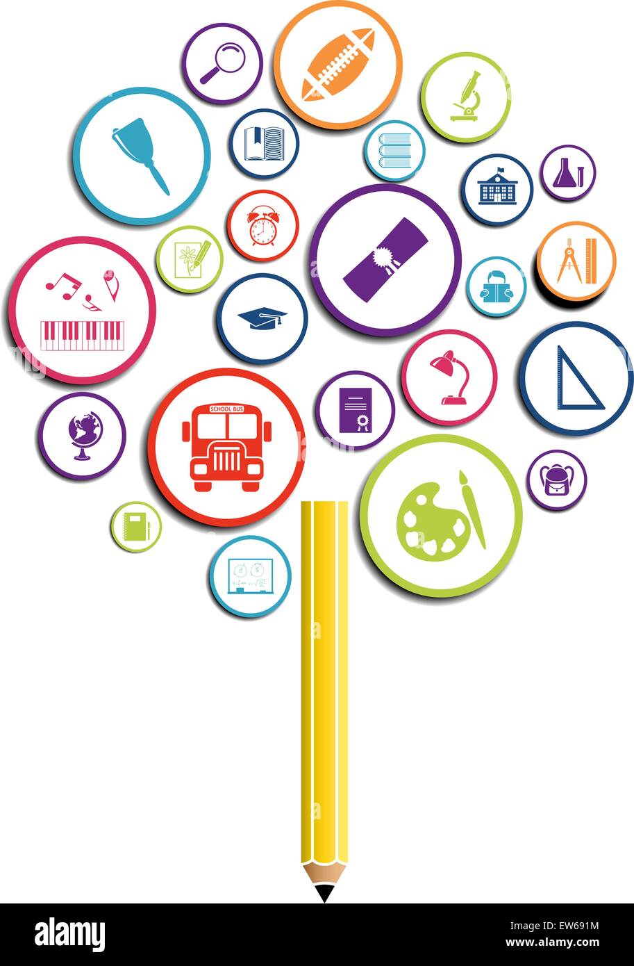 Creative school design with icons. EPS 10 vector illustration without ...