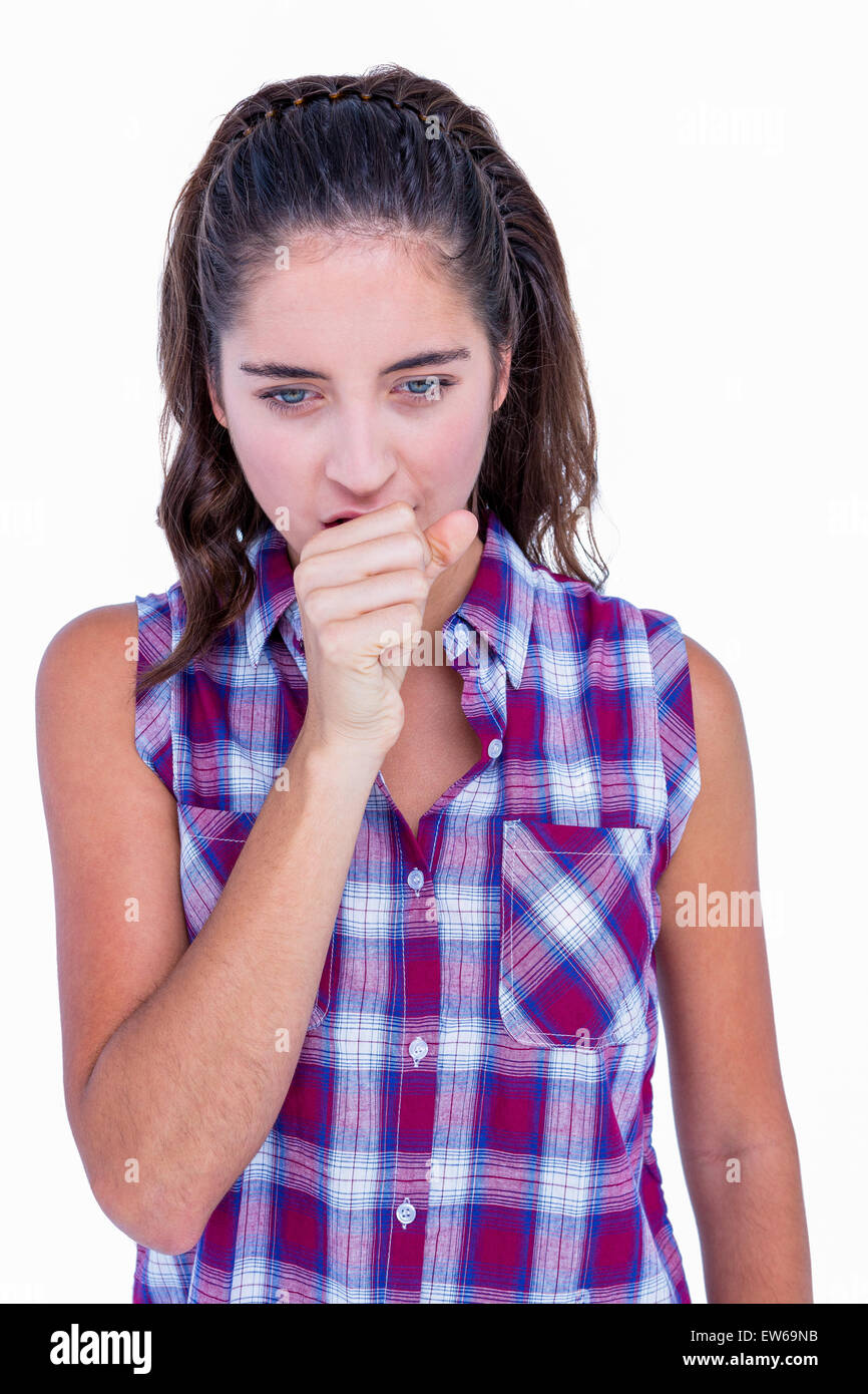 Sick pretty woman coughing Stock Photo Alamy