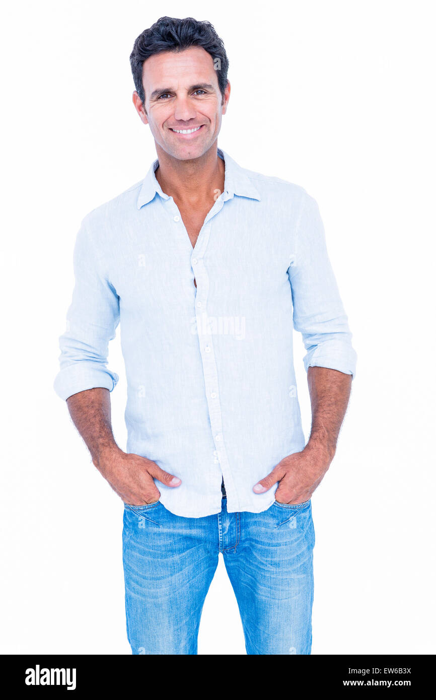 Handsome man looking camera in hi-res stock photography and images - Alamy