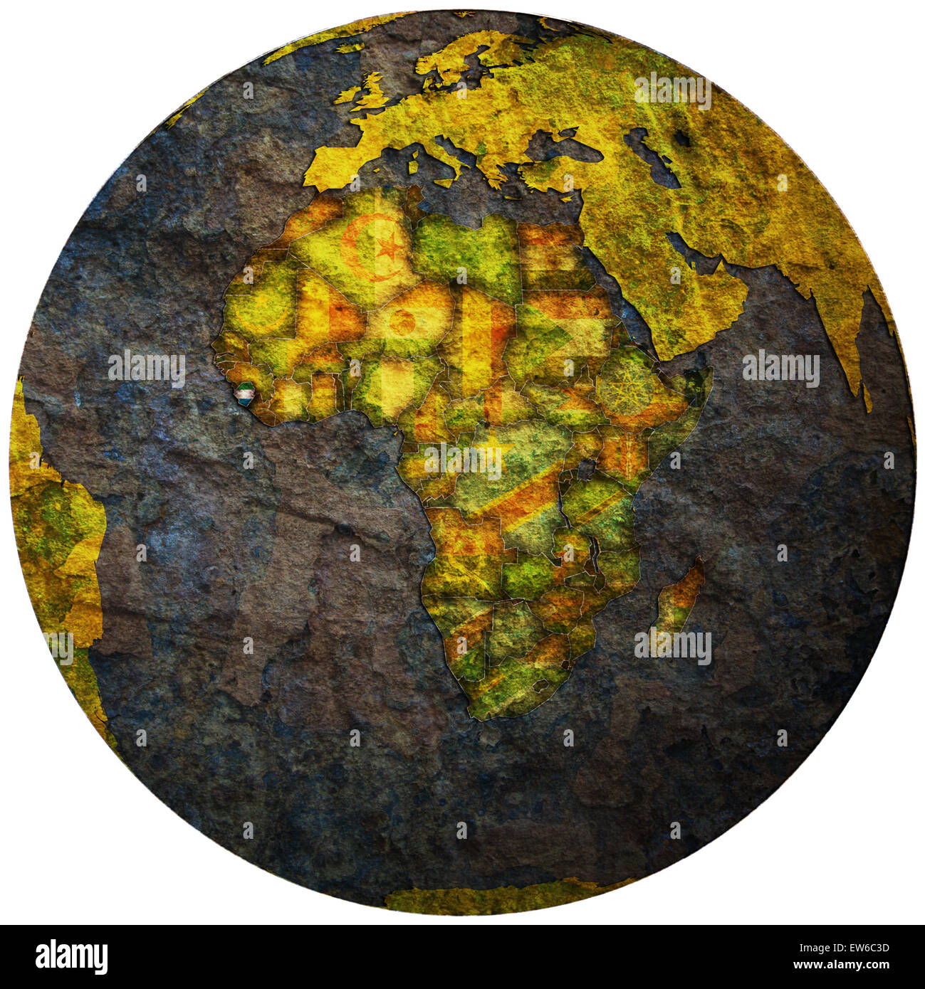 sierra leone territory with flag on map of globe Stock Photo - Alamy
