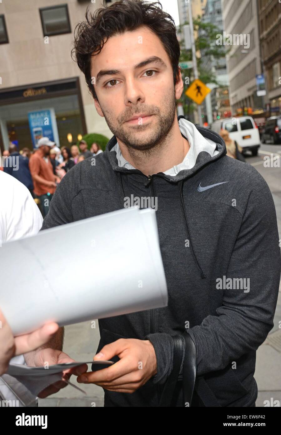 New York, NY, USA. 18th June, 2015. Aidan Turner, at the Today Show out