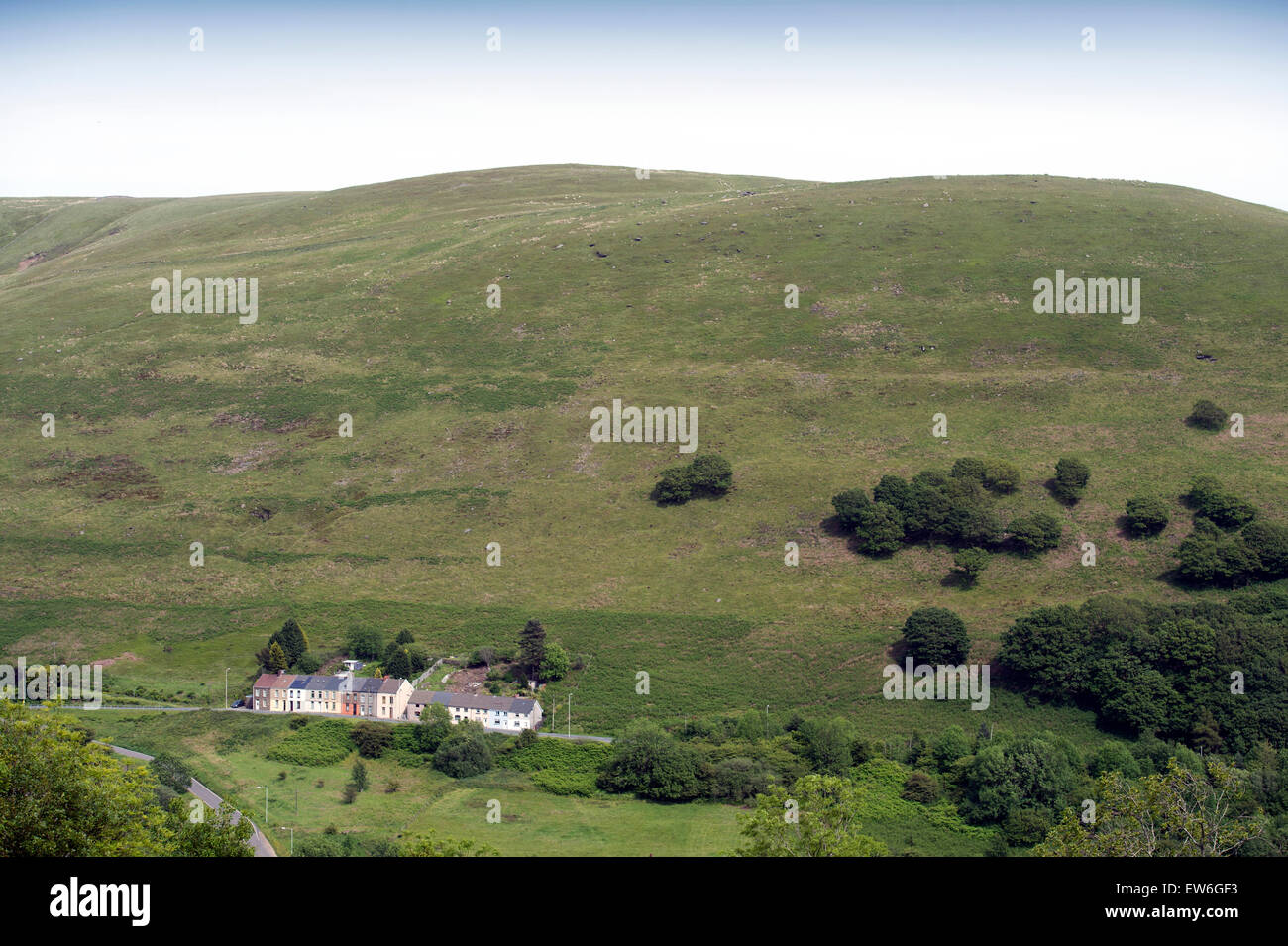 A row of terraced houses on a hillside near NantYMoel in South Wales