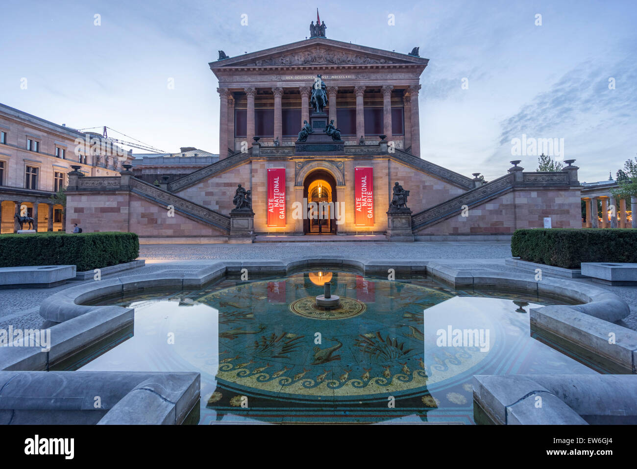 Old National Gallery, Old Museum, Museum Island, Fountain with Moasaic, Berlin Mitte, Germany Stock Photo