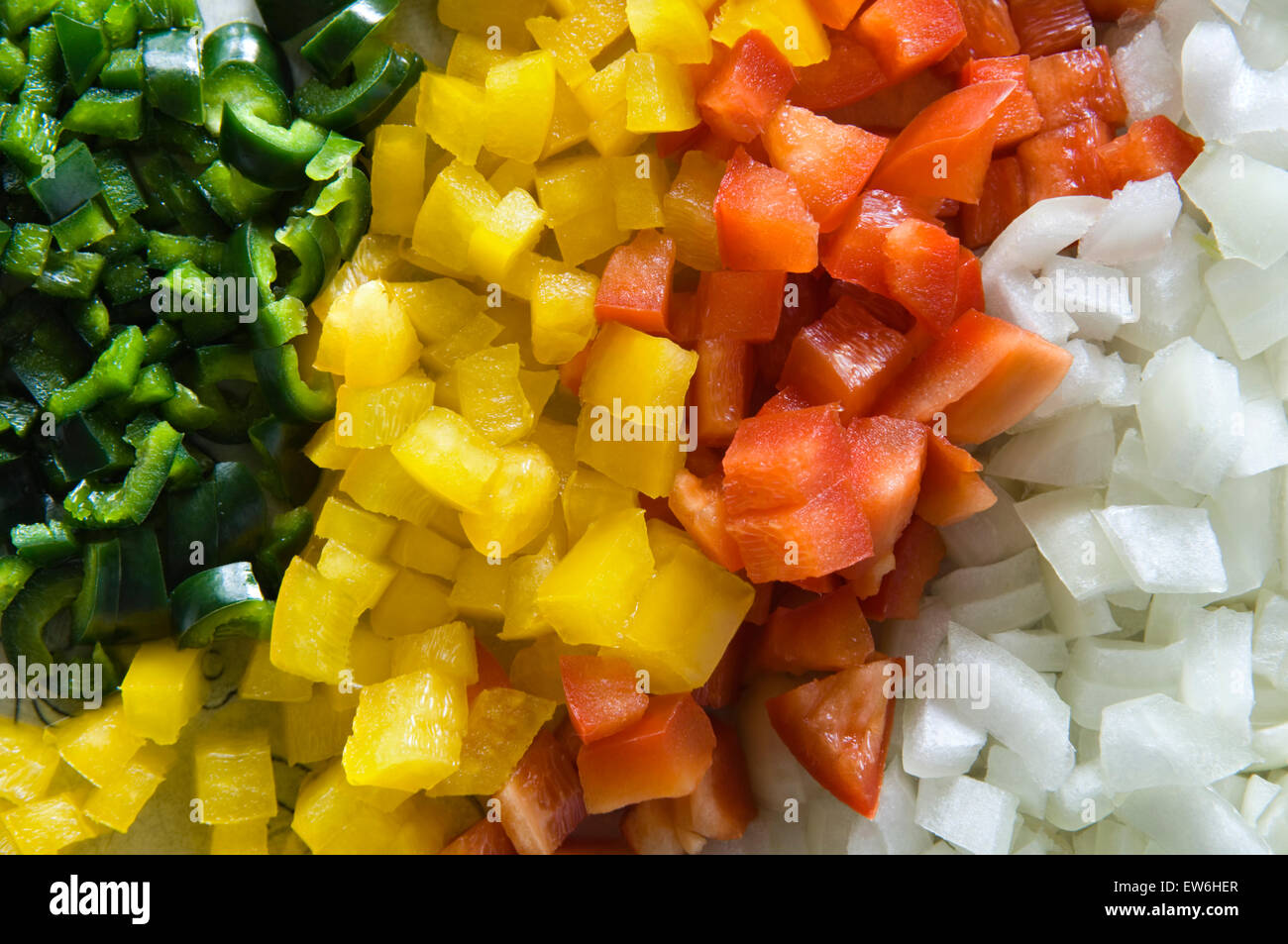 Jalapeno Pepprs, Yellow and Red Bell Peppers and Onions Stock Photo Alamy
