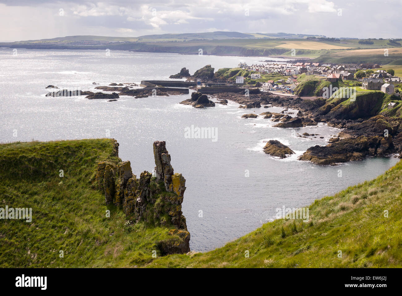 The village of St. Abbs and the coast of North East England. Stock Photo