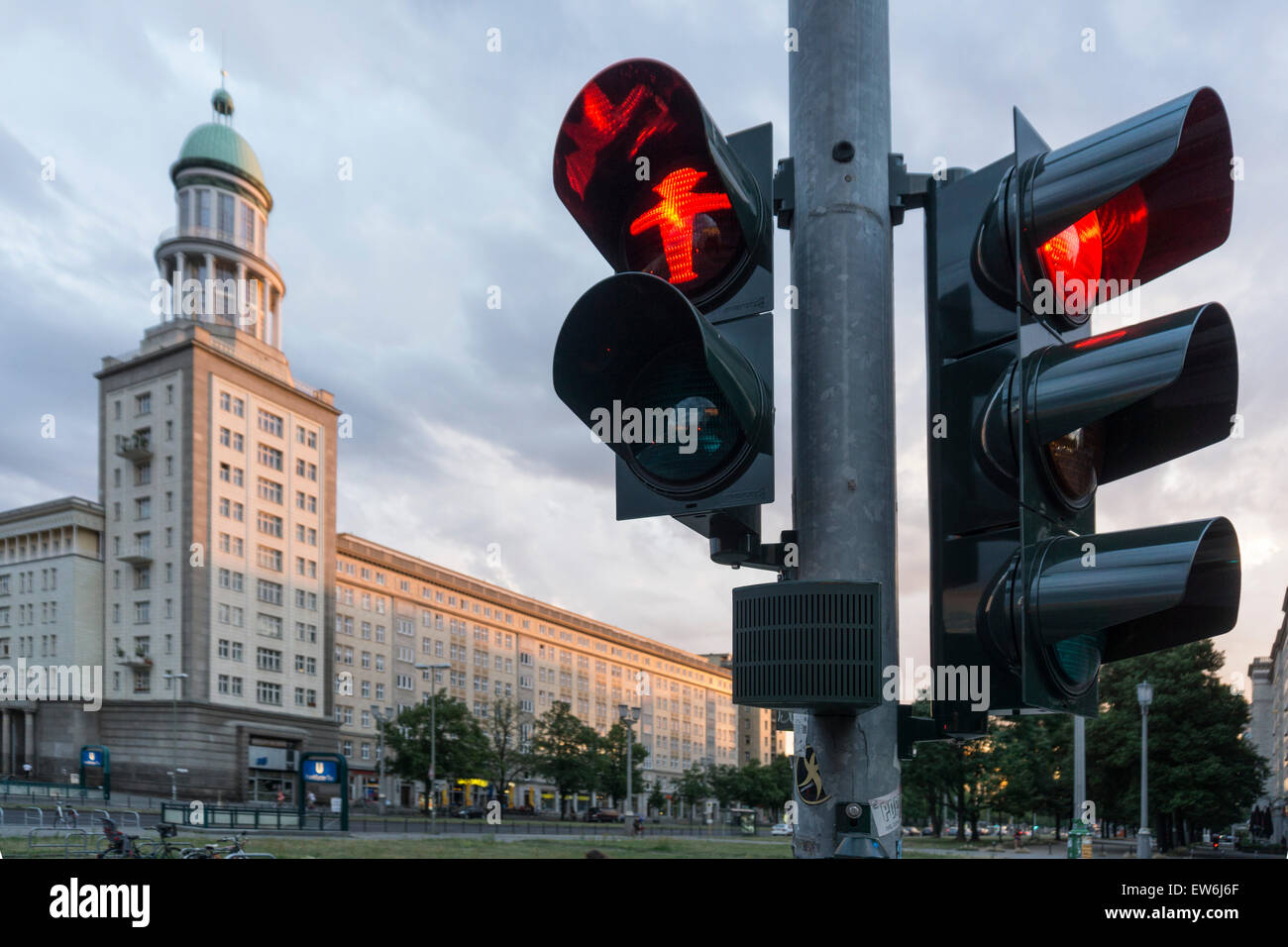 Traffic Light , Ampelmaennchen, Frankfurter Tor, Friedrichshain, Berlin Stock Photo