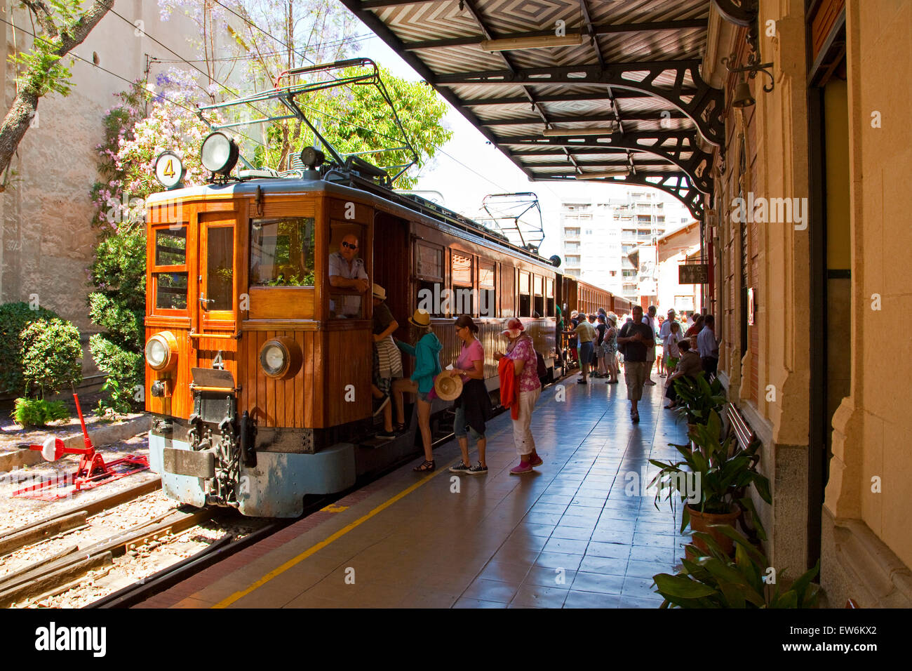 Tren de Soller in Palma station Majorca Stock Photo