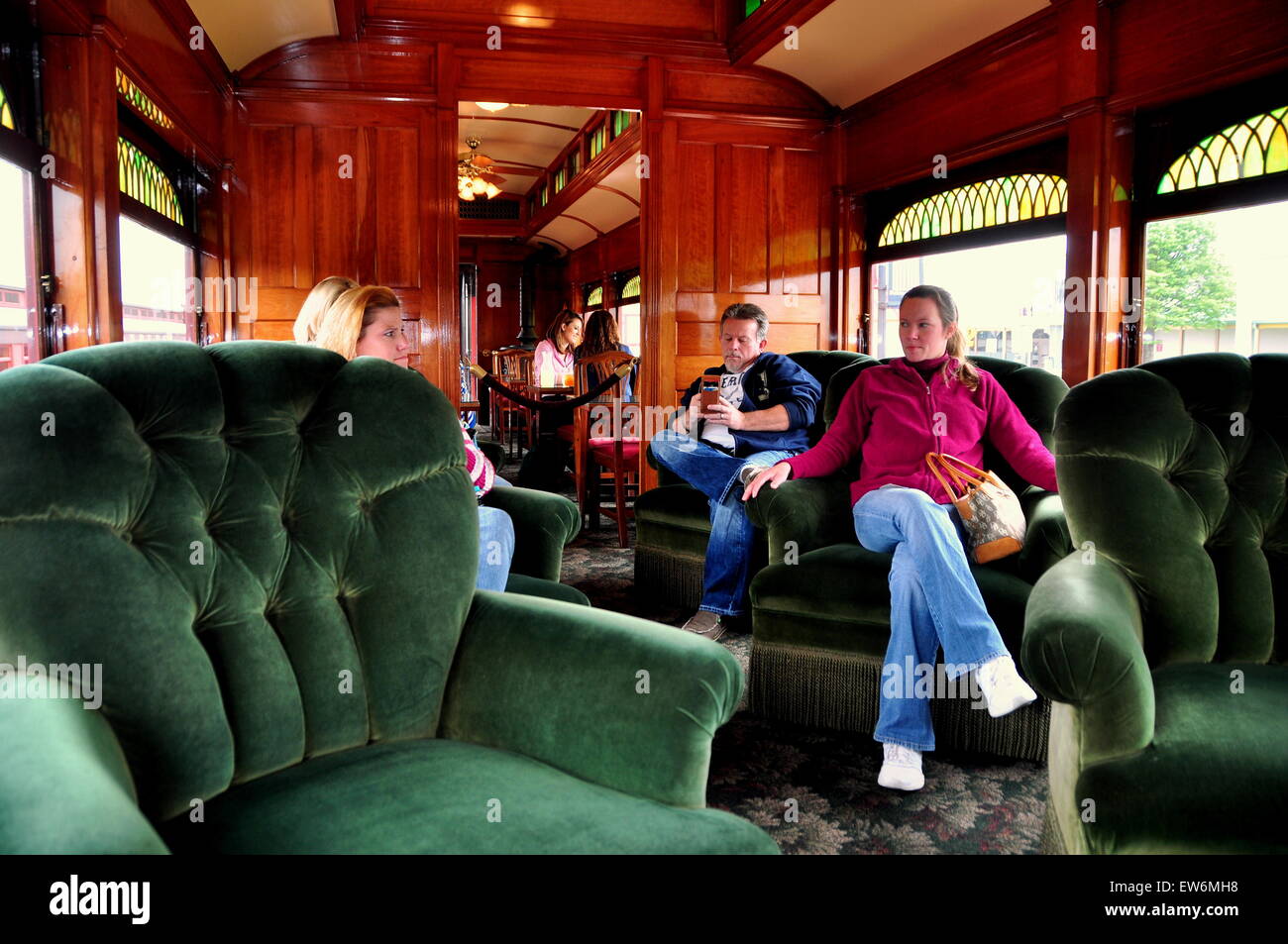 Strasburg, Pennsylvania: Passengers enjoying the luxurious First Class ...