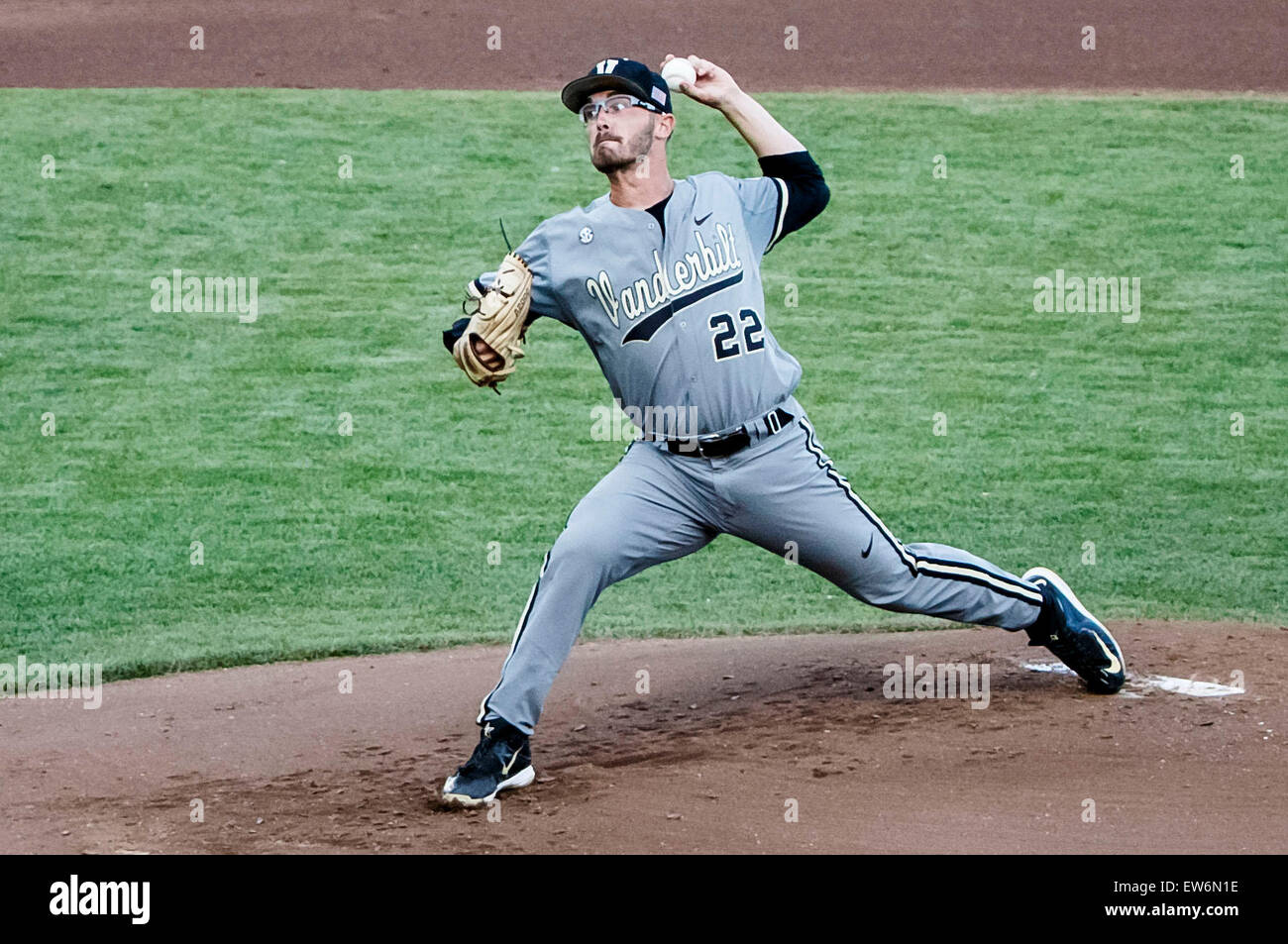 June 16, 2015: Vanderbilt starting pitcher Philip Pfeifer #22 in action ...