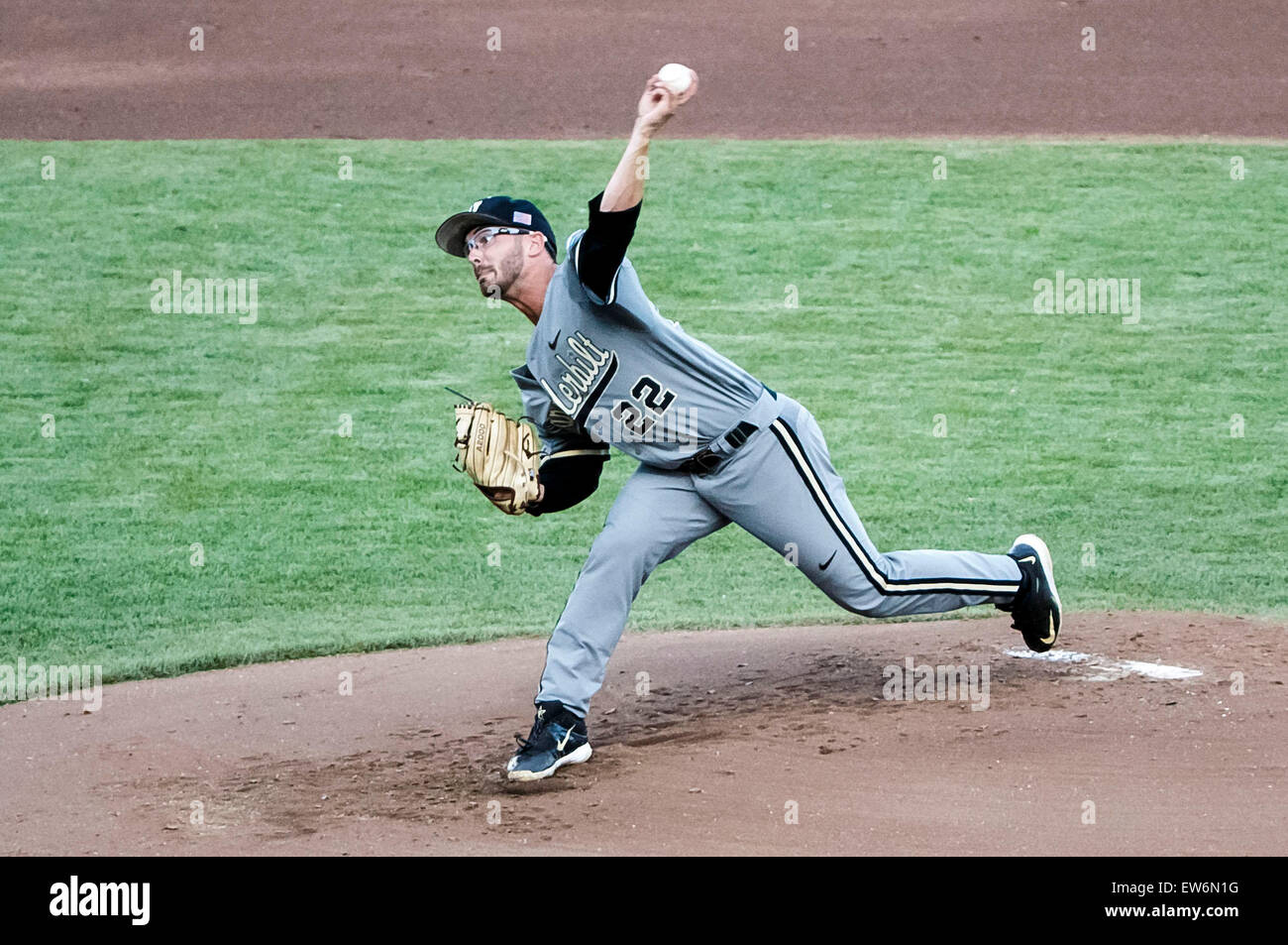 June 16, 2015: Vanderbilt starting pitcher Philip Pfeifer #22 in action ...
