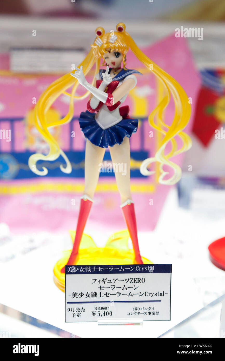 An action figure of Sailor Moon at the International Tokyo Toy Show 2015 in Tokyo Big Sight on June 18, 2015, Tokyo, Japan. Japan's largest trade show for toy makers attracts buyers and collectors by introducing the latest products from different toymakers from Japan and overseas. The toy fair showcases about 35,000 toys from 149 domestic and foreign companies and is held over four days. © Rodrigo Reyes Marin/AFLO/Alamy Live News Stock Photo