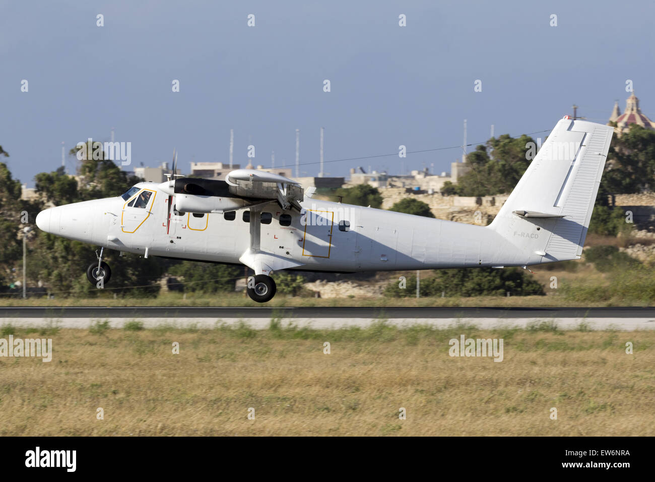 French Air Force DeHavilland Canada DHC-6 Twin Otter landing runway 31. Stock Photo