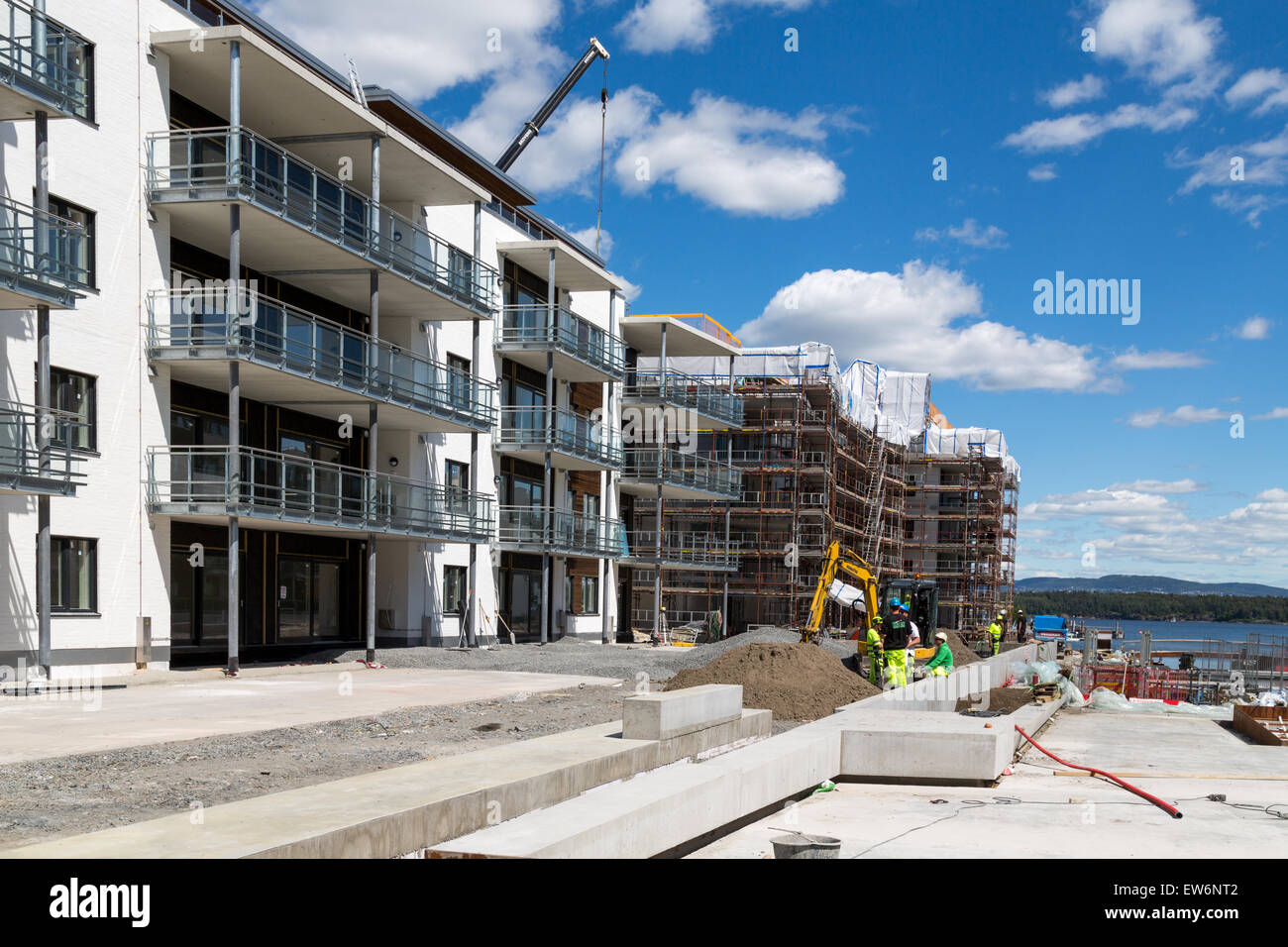 Fornebu, Oslo, Norway, 15 June 2015. Construction workers building