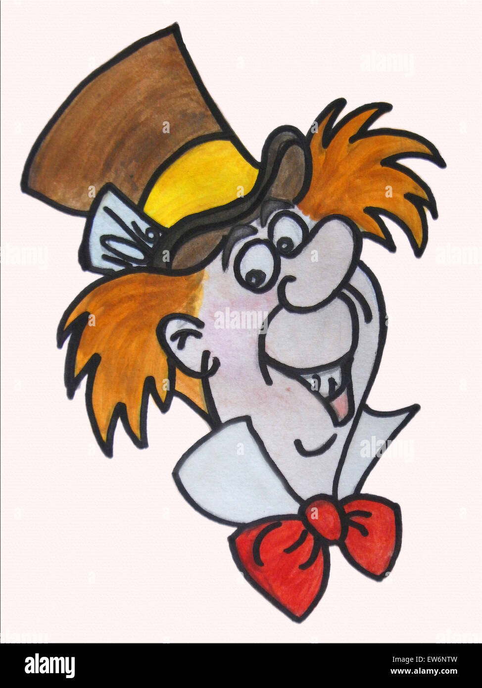An illustration of the Mad Hatter from the film Alice in Wonderland Stock Photo