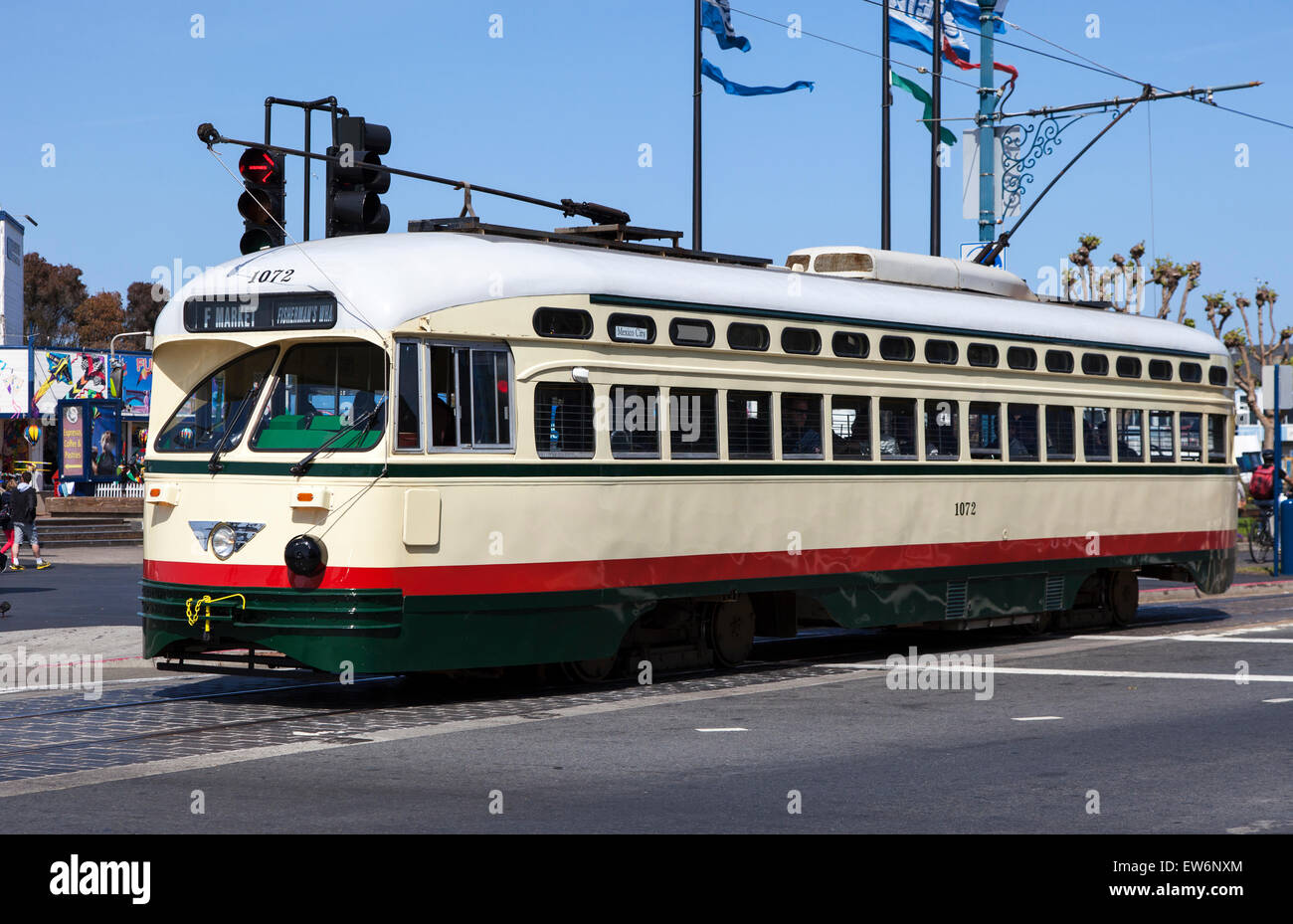 A Vintage Tram in Downtown San Francisco, USA Stock Photo