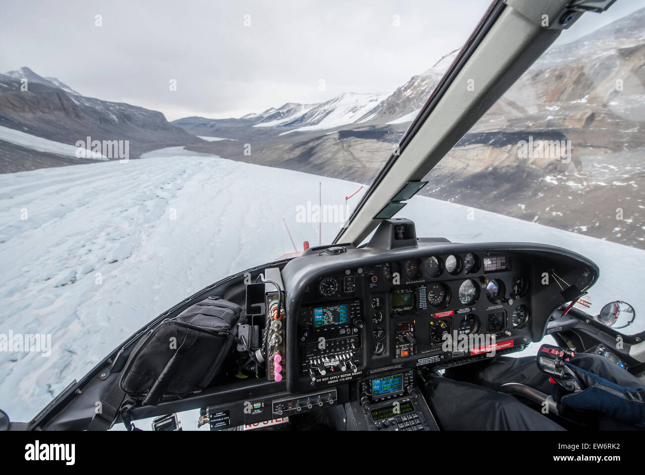 Flying over the Taylor Glacier, Antarctica Stock Photo