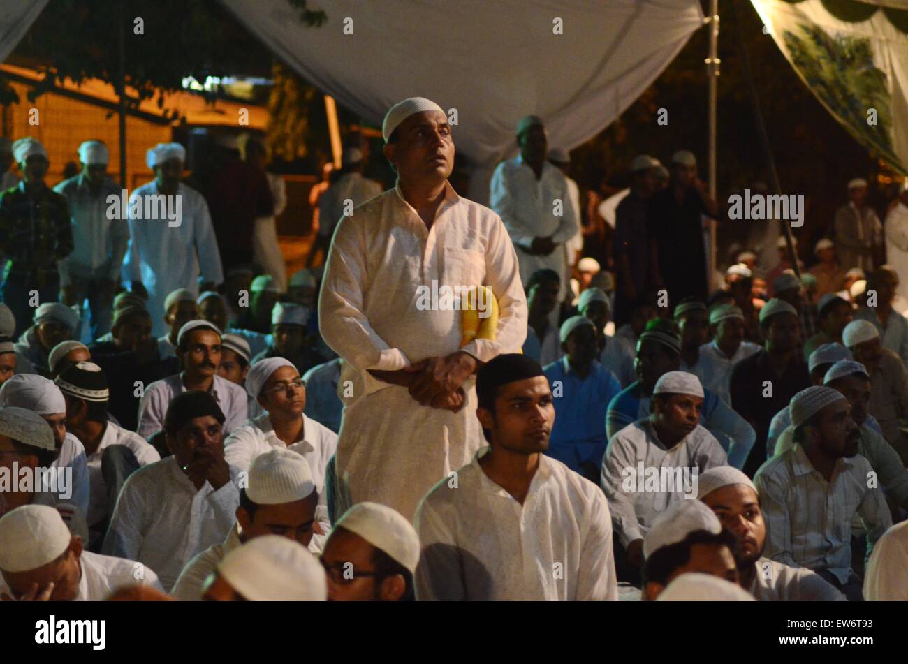 Muslims offer prayer as taraweeh on the eve of 1st day of Ramadan month in Allahabad. When the