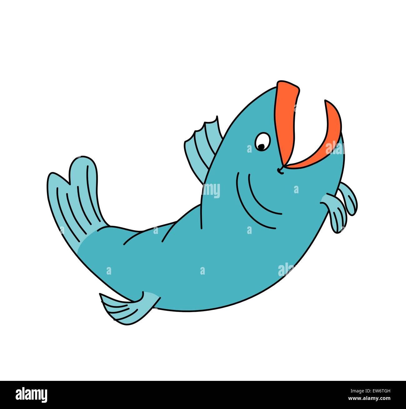 Happy fish jumping and smiling. Cartoon character Stock Vector Image & Art  - Alamy