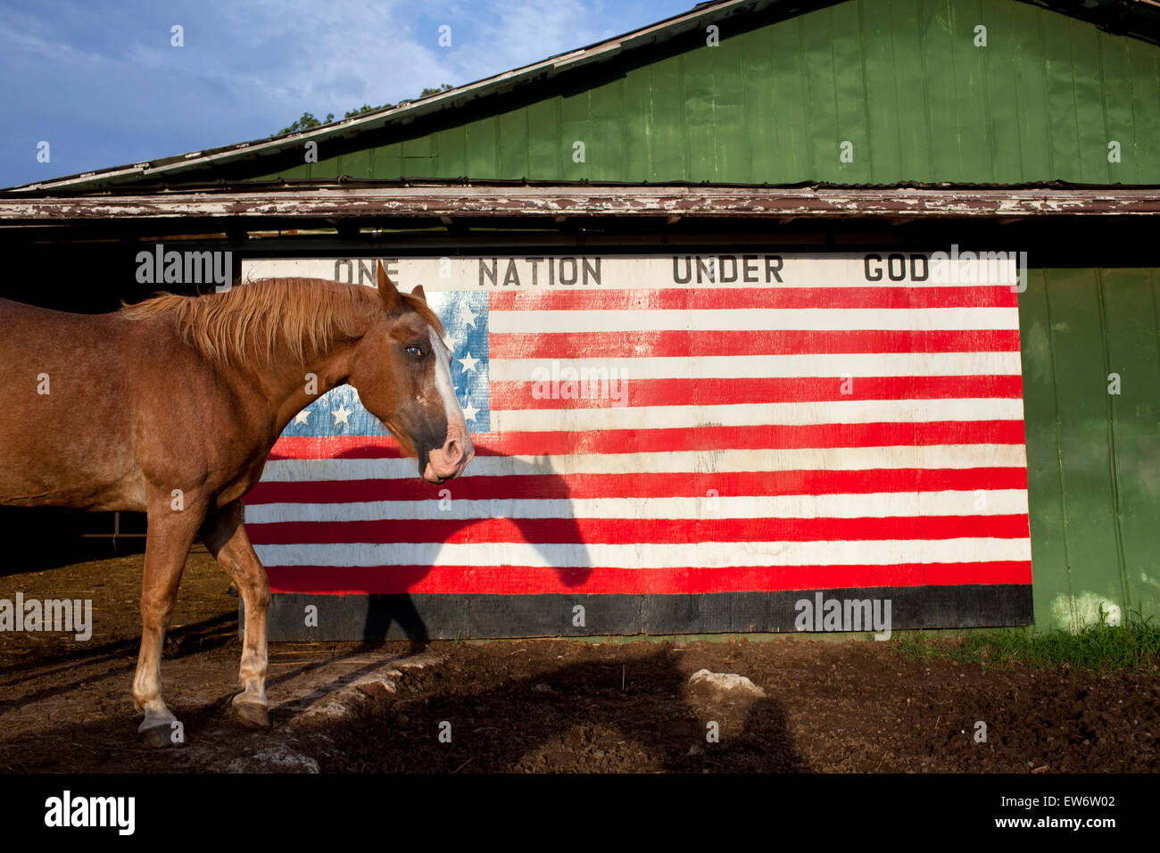 A Horse And Barn With An American Flag In Granite Falls Nc Stock Photo Alamy