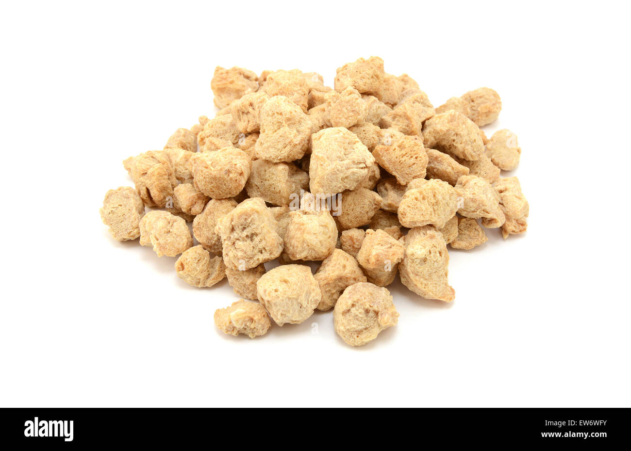 Soya protein chunks used in vegetarian and vegan food, isolated on a white background Stock Photo